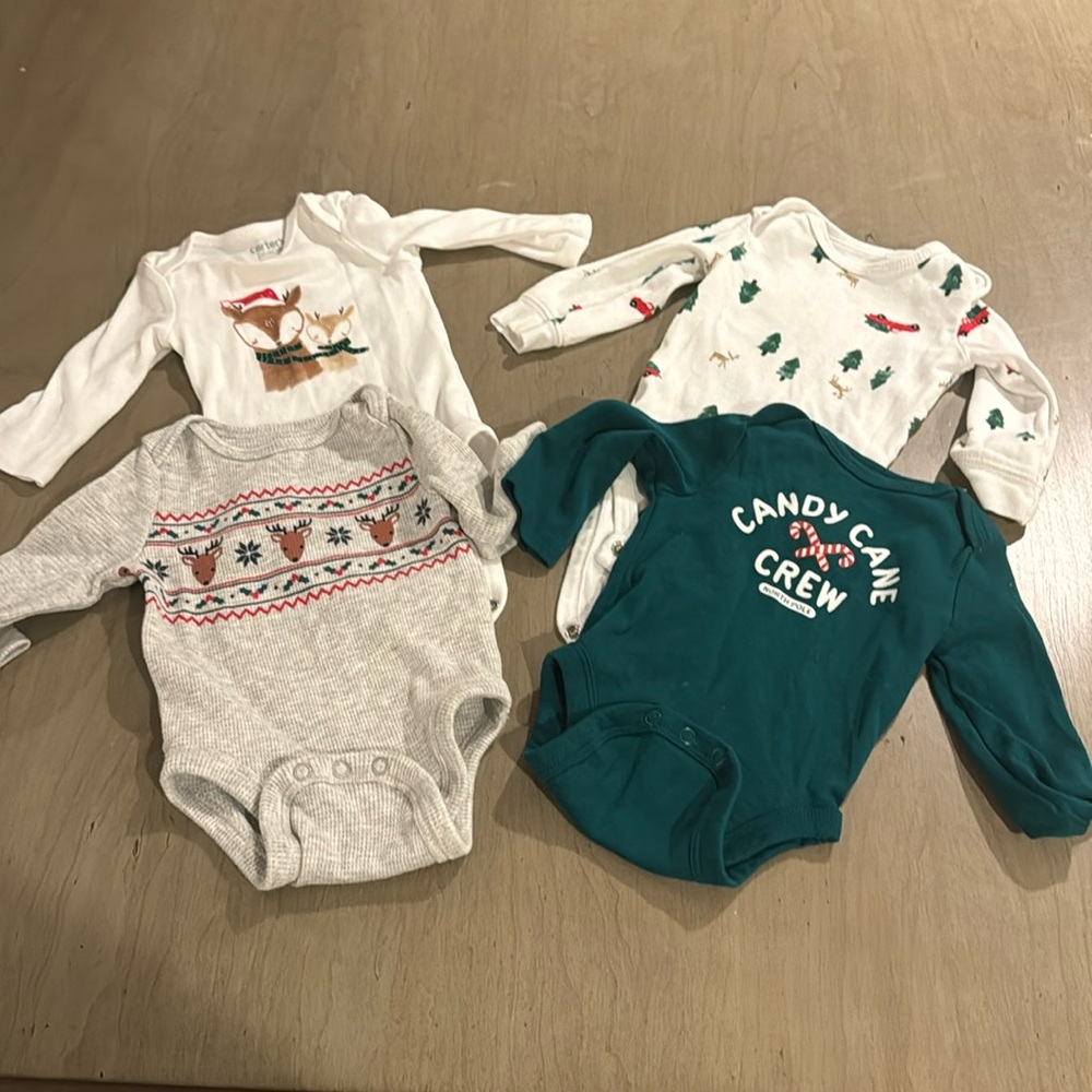 3-6 month Unisex Long Sleeve Holiday Onesie (Bundle)